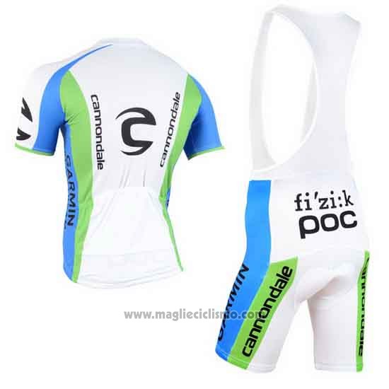 2015 Abbigliamento Ciclismo Cannondale Verde e Bianco Manica Corta e Salopette
